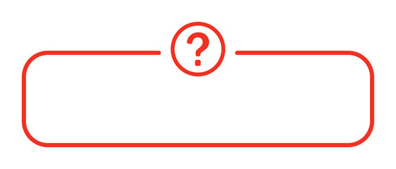 Red question mark frame with circular icon.