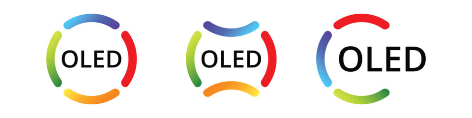 Colorful oled displays with vibrant circular design elements.