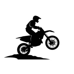 Motorcyclist performing stunt on dirt bike