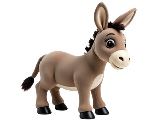 A small toy donkey standing on a clean white surface