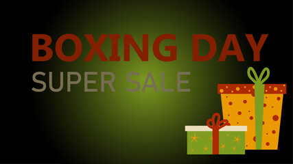 "Day of Gifts" sale banner with festive typography and gift icons on colorful background with copy space