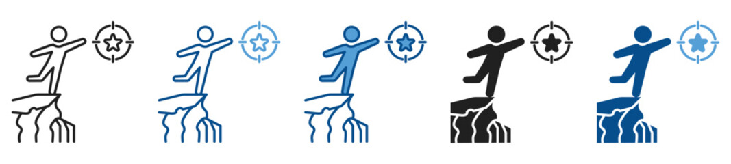 Ambition icon set in multiple styles