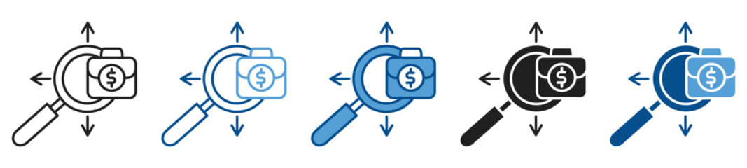 Market Research icon set in multiple styles