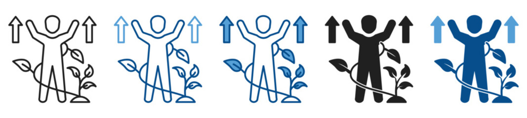 Personal Growth icon set in multiple styles
