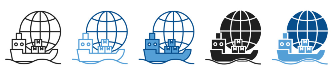 Shipping icon set in multiple styles