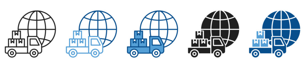 Logistics icon set in multiple styles