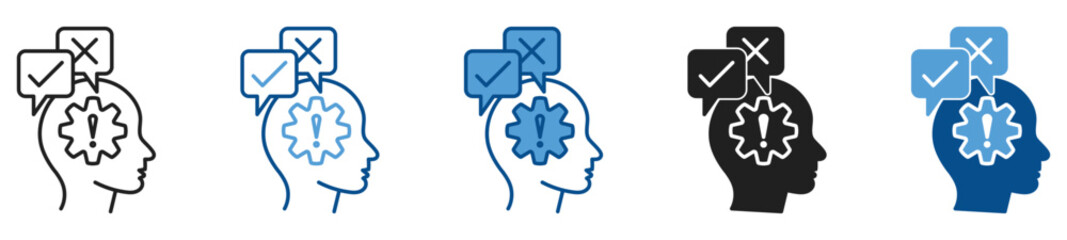 Critical Thinking icon set in multiple styles