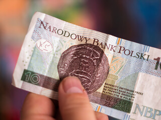 Polish 10 Zloty Banknote Hold and Display