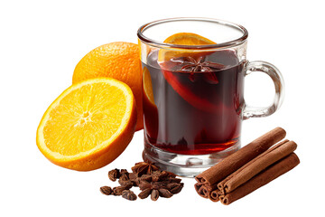 Warm mulled wine with orange and cinnamon