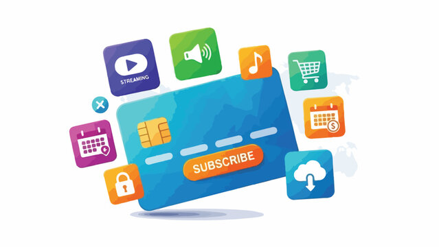 A blue credit card surrounded by colorful app icons