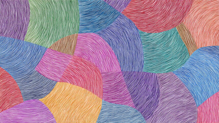 Scribbled arcs and polygons forming a quirky clean pattern