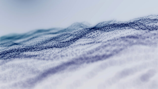 Calm blue particle waves form a smooth digital surface with subtle depth and perspective. Abstract flowing motion creates a modern technological suitable for data, science and futuristic visuals. - Powered by Adobe