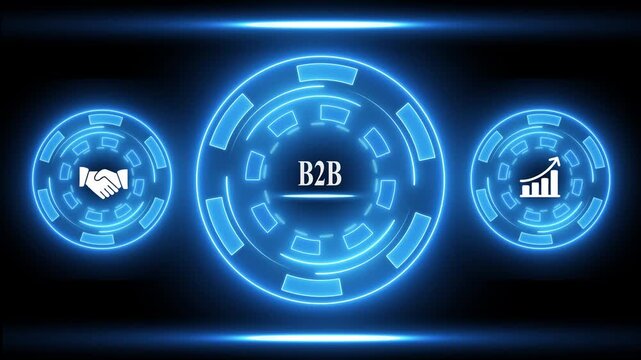Futuristic B2 B Business Concept with Glowing Blue Digital Interface and Growth Symbols B2B business concept