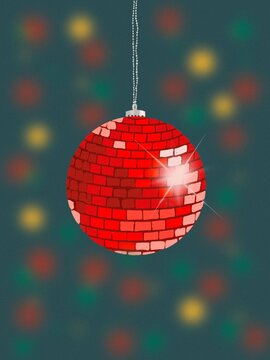 Red shiny disco ball illustration