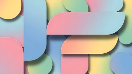 Abstract pastel art with rounded geometric shapes and gentle shadows