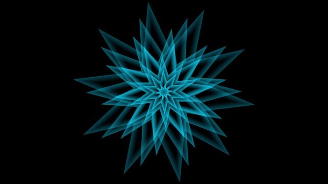 Glowing Blue Geometric Starburst Pattern Abstract Animation Loop Background glowing blue starburst geometric pattern