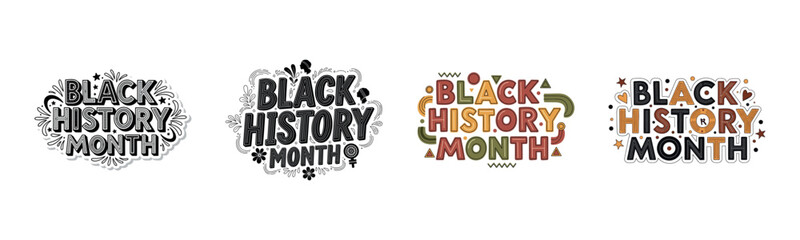Obraz premium Colorful black history month designs with decorative typography and patterns