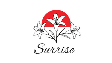 Elegant floral sunrise logo with lily flowers