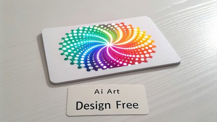 Abstract neon fractal spiral design on white surface