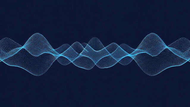 digital waveform visualization depicting undulating blue dots and dynamic information flow ideal for tech backgrounds and scientific data representation. - Powered by Adobe