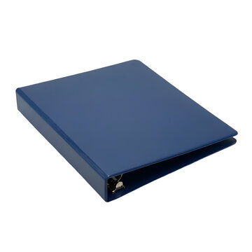 Blue Three ring Binder, Partially Open, Showcasing Its Design and Functionality, Isolated on a Stark Black Background