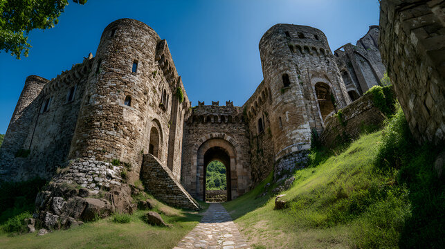 Castell d'arechi medieval fortress entrance in salerno, italy