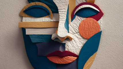 Abstract paper cutout developing a conceptual human face
