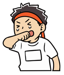 運動会の勝負で負けて悔し泣きする男の子