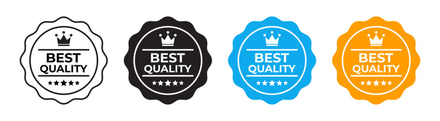 Best quality badge icon set with decorative labels representing superior product standard, trusted excellence, quality assurance and ecommerce marketing concept