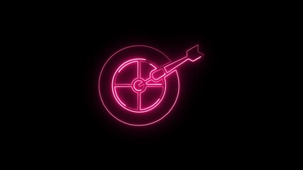 Goals Icon Animation with Glowing Lines on Black Background