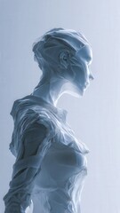 Surreal Mannequin with Abstract Transformations on Minimal Studio Background