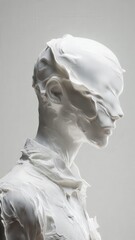 Surreal Mannequin with Abstract Transformations on Minimal Studio Background