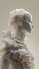 Surreal Mannequin with Abstract Transformations on Minimal Studio Background