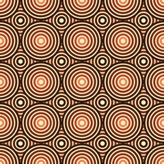 Seamless abstract pattern featuring repeating concentric circles and overlapping rings. Retro geometric background ideal for wallpaper, textiles, packaging, and surface design