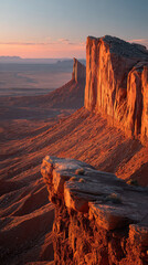 Sunset over the Mittens in Monument Valley Arizona, Hiking and Adventure Travel in the Southwest Desert, Scenic Red Rock Wilderness and National Landmark Scenery