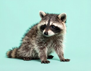 Fototapeta premium Waschbärbaby – Pastellmint