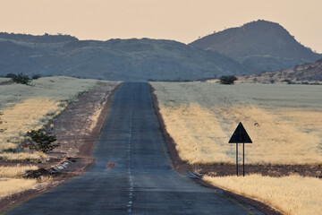 Picturesque view of a paved road in the African deser