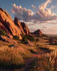 Sunset at Roxborough State Park Colorado, Hiking through Red Rock Formations and Wildflower Meadows, Beautiful Scenic Wilderness and Nature Travel Adventure
