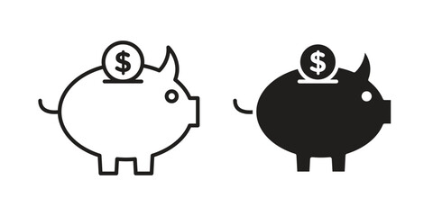 Obraz premium Piggy bank icons vector collection for web designs. flat icons