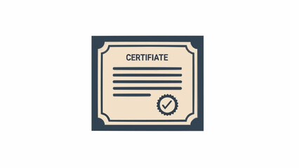 Certificate Document with Check Mark and Text.