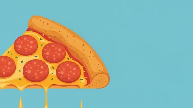 Cheesy Pepperoni Pizza Slice Animation Video. - Powered by Adobe