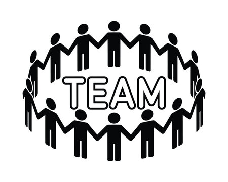 Teamwork concept with people holding hands in a circle