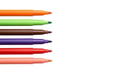 Colorful Felt Tip Pens Lined Up Against White Background