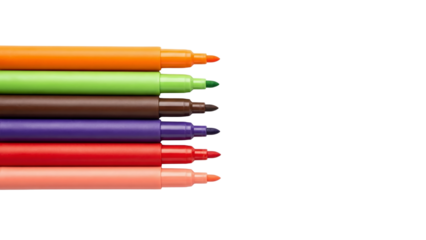 Vibrant Marker Pens Stacked Assortment on White Background - Art Supplies