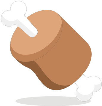 Stylized Flat Vector Meat on the Bone or Ham Leg Illustration for Food Concept