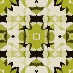 Obraz premium Abstract geometric pattern with shades of green off white and dark brown offwhite