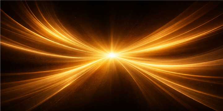 An abstract vector background features a bright orange sun burst and glowing yellow star rays that create a motion blur explosion of light and energy for a vibrant space wallpaper design