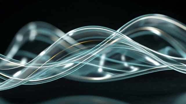 Dynamic blue and silver waves flowing in motion against dark background
