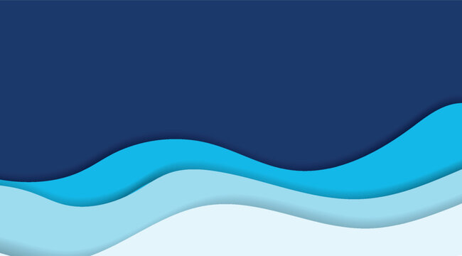 Abstract blue layered waves with gradient shades creating a modern paper cut style background design