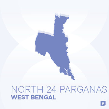 NORTH 24 PARGANAS District Map, West Bengal, India &ndash; Editable Vector Outline.